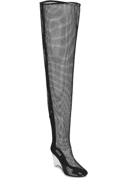 Cizme lungi Alaa Over The Knee Mesh Boots With Plexiglass Wedge Heel 11Cm Black Femei (BM 17305546) 2