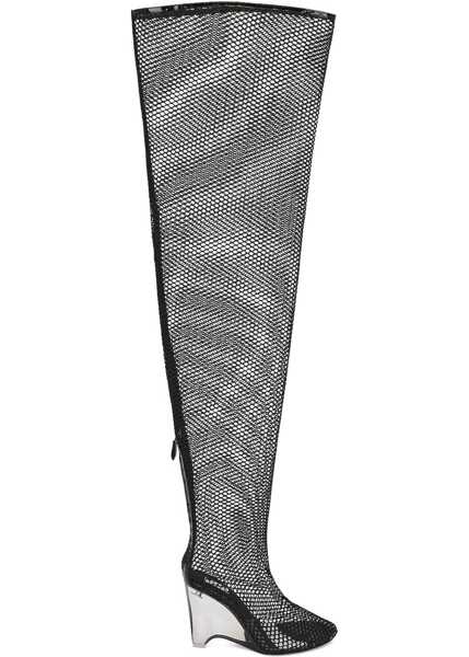 Cizme lungi Alaa Over The Knee Mesh Boots With Plexiglass Wedge Heel 11Cm Black Femei (BM 17305546) 1