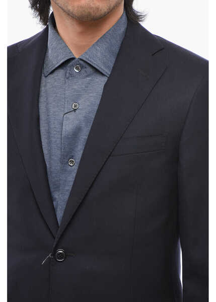 Sacouri CORNELIANI Side Vents Wool Leader 2-Button Blazer With Flap Pocket Midnight Blue Barbati (BM 17305633) 3