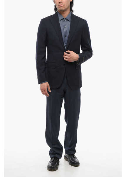 Sacouri CORNELIANI Side Vents Wool Leader 2-Button Blazer With Flap Pocket Midnight Blue Barbati (BM 17305633) 4