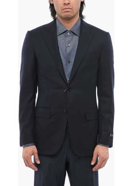Sacouri CORNELIANI Side Vents Wool Leader 2-Button Blazer With Flap Pocket Midnight Blue Barbati (BM 17305633) 1