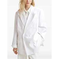 Sacouri ESSENTIEL ANTWERP Dama - Sacouri ESSENTIEL ANTWERP ESSENTIEL ANTWERP HOLLOW WHITE PINSTRIPED DOUBLE-BREASTED JACKET White Femei (BM 17305926) - B-mall.ro