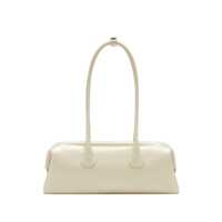 Genti de umar 'Boat' White Shoulder Bag With Round Handles And Lettering Logo On The Front In Leather Woman Femei