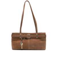 Genti de umar 'Brocle' Brown Shoulder Bag With Belt And Pendant Key Details In Hammered Leather Woman Femei