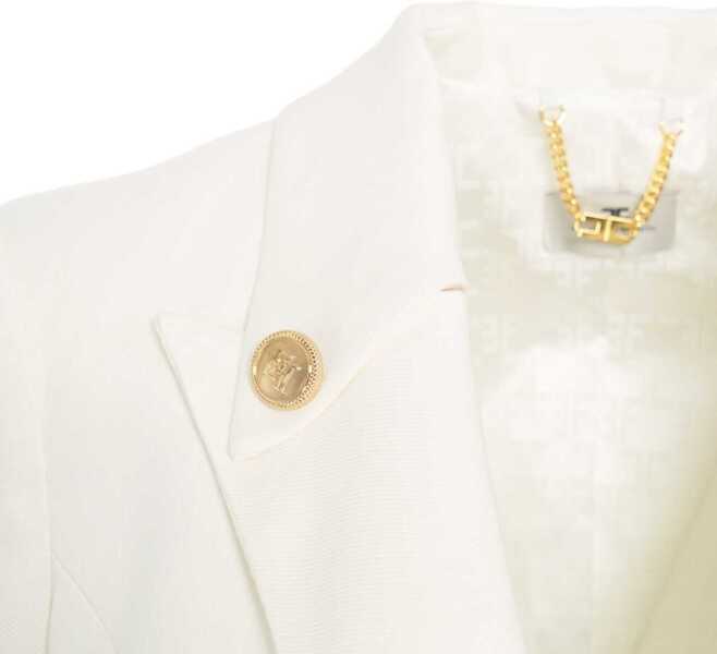 Sacouri Elisabetta Franchi Double-breasted blazer in linen blend White Femei (BM 17317024) 5