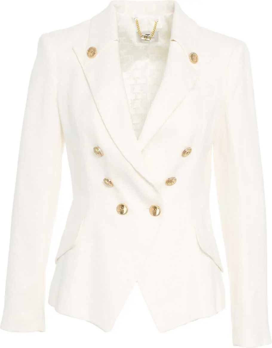 Sacouri Elisabetta Franchi Double-breasted blazer in linen blend White Femei (BM 17317024) 1