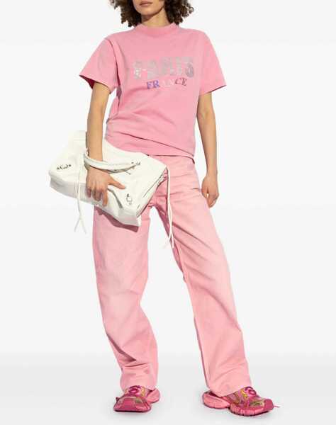 Tricouri Balenciaga Paris Strass T-Shirt PINK Femei (BM 17317198) 2