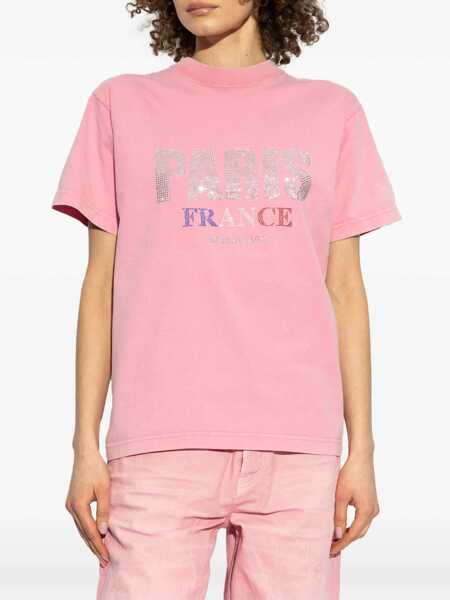 Tricouri Balenciaga Paris Strass T-Shirt PINK Femei (BM 17317198) 3