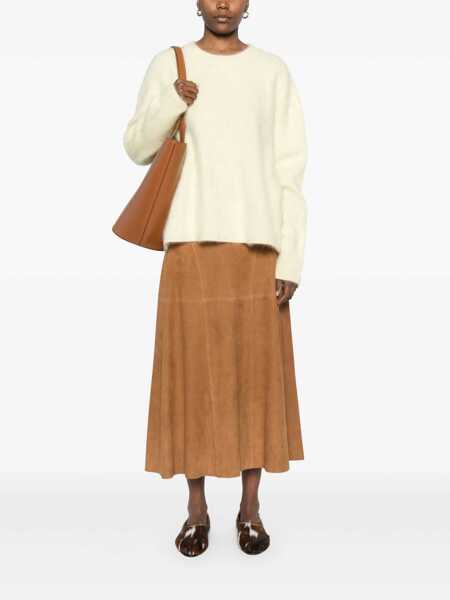 Fuste ARMA Irina Brown Skirt With Inserts Design And Closure On The Back In Suede Woman BROWN Femei (BM 17317494) 2