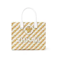 Genti de mana Versace White And Yellow Cotton Totes Femei