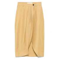 Fuste 'Nilla' Beige Skirt With Belt Loops And Pleated Details In Viscose And Linen Blend Woman Femei