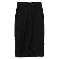 Fuste 'Nilla' Black Skirt With Pences On The Front And Single Slit On The Front In Viscose And Linen Blend Woman Femei