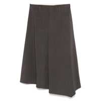 Fuste 'Sweet' Brown Asymmetric Skirt With Side Zip Closure In Linen And Viscose Blend Woman Femei