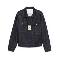 Geci Blue Jacket With Classic Collar And Logo Patch On The Front In Denim Man Barbati