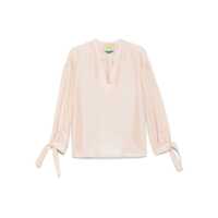Bluze 'Musa' Beige Blouse With V-Neck And Cuffs With Tie-On Bows In Silk Woman Femei