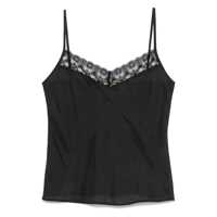 Topuri 'Paine' Black Top With V Neck And Lace Embellishment On The Front In Silk Woman Femei