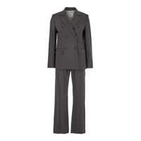 Rochii Brown Double-Breasted Suit With Notched Revers In Linen And Viscose Stretch Blend Woman Femei