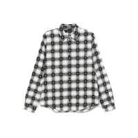 Camasi AMIRI 'Stardust' Black Shirt With Classic Collar And All-Over Check Motif In Cotton Man