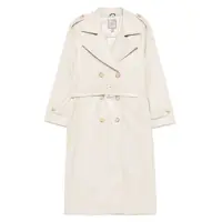 Paltoane Grey Double-Breasted Trench Coat With Wide Notched Revers In Tech Fabric Woman Femei