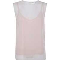 Bluze White Blouse With Semi-Transparent Design And Round Neckline In Silk Woman Femei