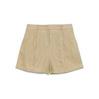 Pantaloni casual Beige Shorts With Belt Loops And Button Closure In Linen Woman Femei