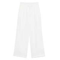 Pantaloni casual White Pants With Belt Loops And Pence Details In Linen Woman Femei