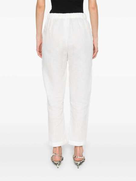 Pantaloni casual Semicouture White Pants With Elastic Waist With Drawstring In Linen Woman WHITE Femei (BM 17326848) 4