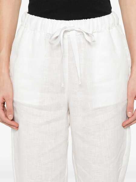 Pantaloni casual Semicouture White Pants With Elastic Waist With Drawstring In Linen Woman WHITE Femei (BM 17326848) 5