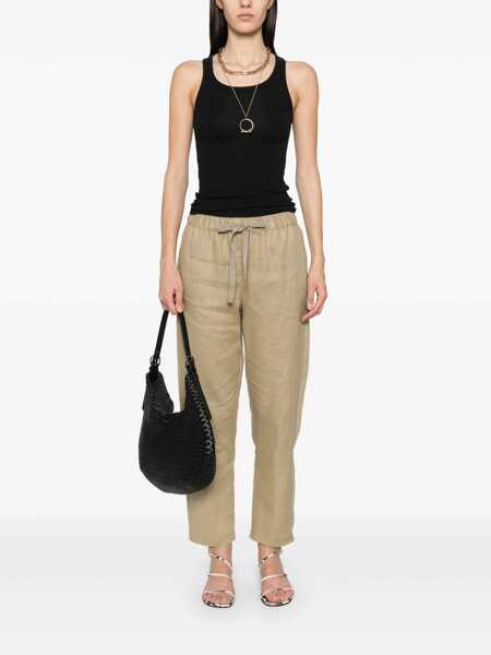 Pantaloni casual Semicouture Beige Pants With Elastic Waist With Drawstring In Linen Woman Beige Femei (BM 17326851) 2