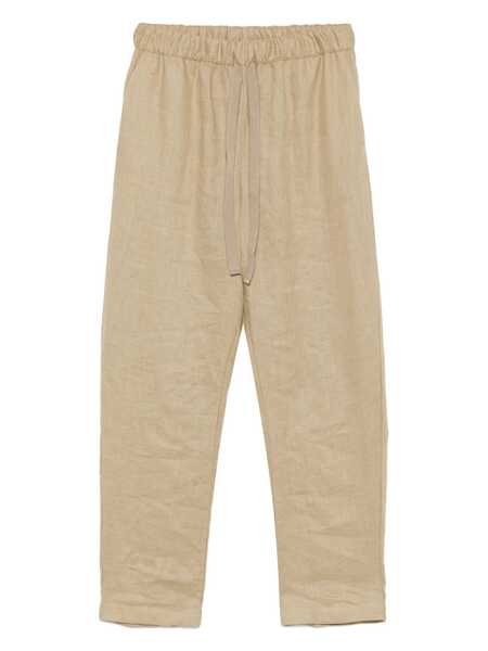 Pantaloni casual Semicouture Beige Pants With Elastic Waist With Drawstring In Linen Woman Beige Femei (BM 17326851) 1
