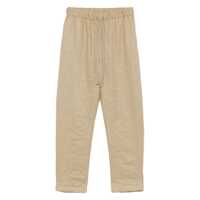 Pantaloni casual Beige Pants With Elastic Waist With Drawstring In Linen Woman Femei