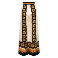 Pantaloni casual La DoubleJ Dama - Pantaloni casual La DoubleJ La DoubleJ Printed Silk Wide-Leg Trousers Beige Femei (BM 17327472) - B-mall.ro