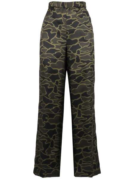 Pantaloni casual Aspesi Aspesi Printed Silk Pants GREEN Femei (BM 17327742) 1