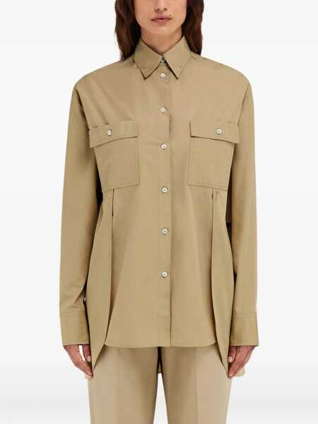Camasi Salvatore Ferragamo Salvatore Ferragamo Pannelli Shirt Beige Femei (BM 17329473) 3