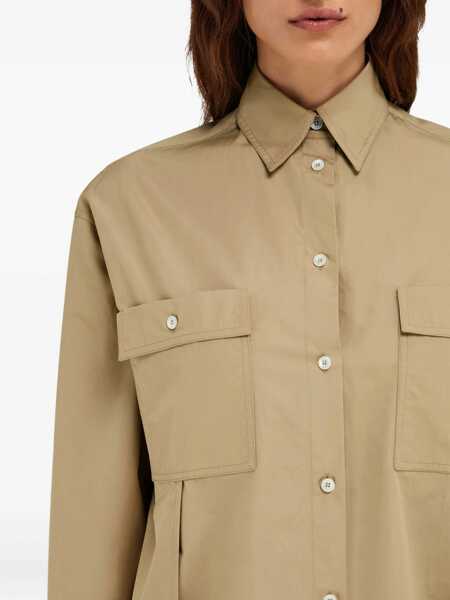 Camasi Salvatore Ferragamo Salvatore Ferragamo Pannelli Shirt Beige Femei (BM 17329473) 5