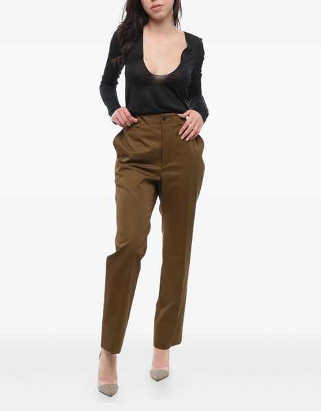 Pantaloni casual Saint Laurent Straight Pants With Pleats Brown Femei (BM 17332012) 2