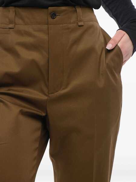 Pantaloni casual Saint Laurent Straight Pants With Pleats Brown Femei (BM 17332012) 4