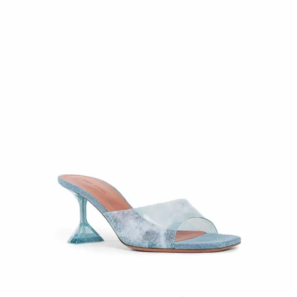 Saboti AMINA MUADDI Amina Muaddi Lupita Glass Pvc Denim Mules Blue Femei (BM 17332314) 2