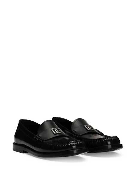 Pantofi fara toc Dolce & Gabbana Dolce & Gabbana Leather Logo Loafers Black Femei (BM 17332374) 2
