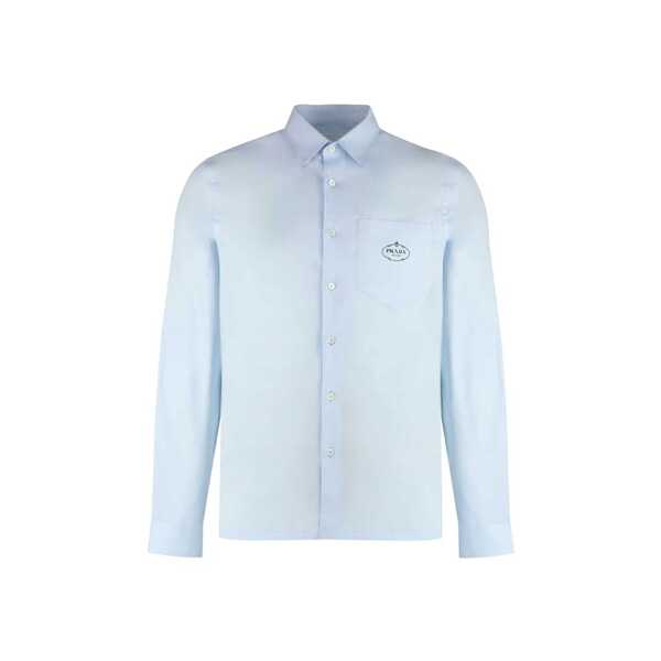 Camasi Prada Prada Oxford Cotton Shirt Blue Barbati (BM 17332827) 1