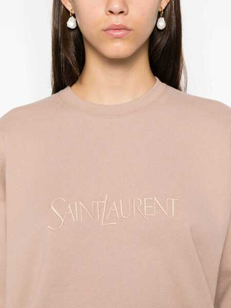Bluze de trening Saint Laurent Saint Laurent Cotton Logo Sweatshirt Pink Femei (BM 17332917) 5