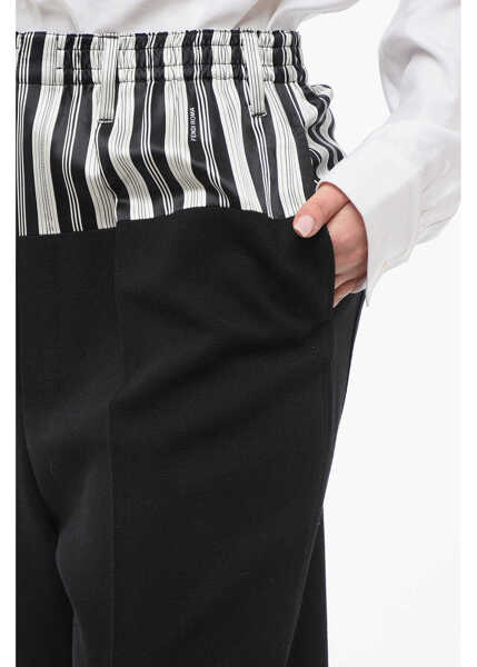 Pantaloni casual Fendi Crepe Wool Pants With Striped Detail Black Femei (BM 17333086) 2