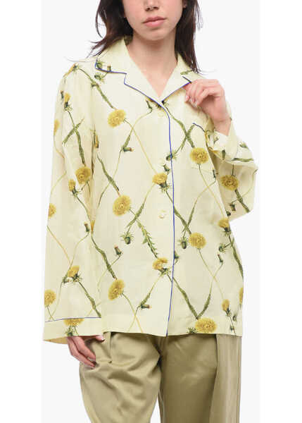 Camasi casual Burberry Silk Floral Shirt Yellow Femei (BM 17333116) 1