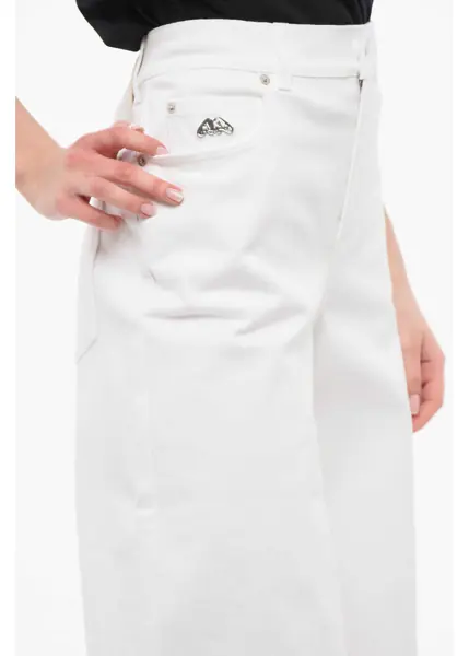 Blugi drepti Alexander McQueen Wide-Leg Denims With Metal Logo White Femei (BM 17333260) 2