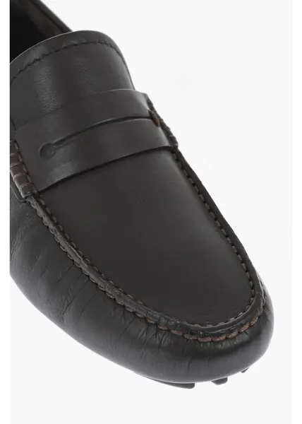 Mocasini Ermenegildo Zegna Solid Color Leather Penny Loafers Brown Barbati (BM 17333368) 4