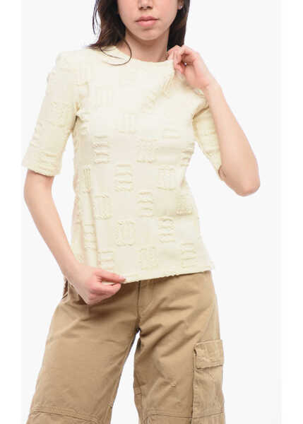 Tricouri AMBUSH Crewneck T-Shirt With Stitching Detailing Beige Femei (BM 17333677) 1