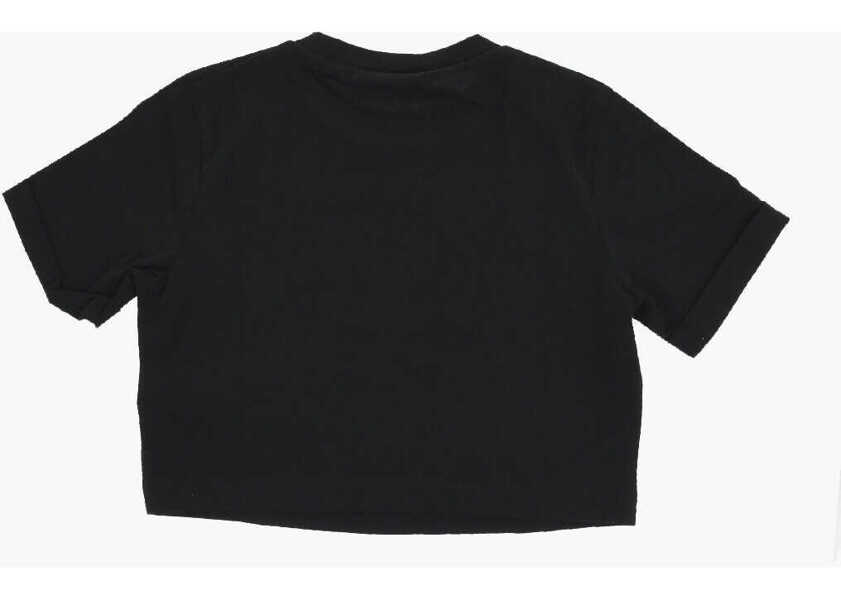 Tricouri DSQUARED2 Solid Color Crewneck T-Shirt With Printed Logo Black Baieti (BM 17333719) 3