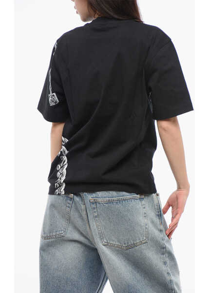Tricouri Burberry Crew Neck Chained Cotton T-Shirt With Print Black Femei (BM 17333722) 2