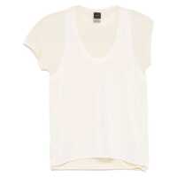 Tricouri Pinko Semi-Trasparent 'Mark' T-Shirt In White And Beige Cotton Femei