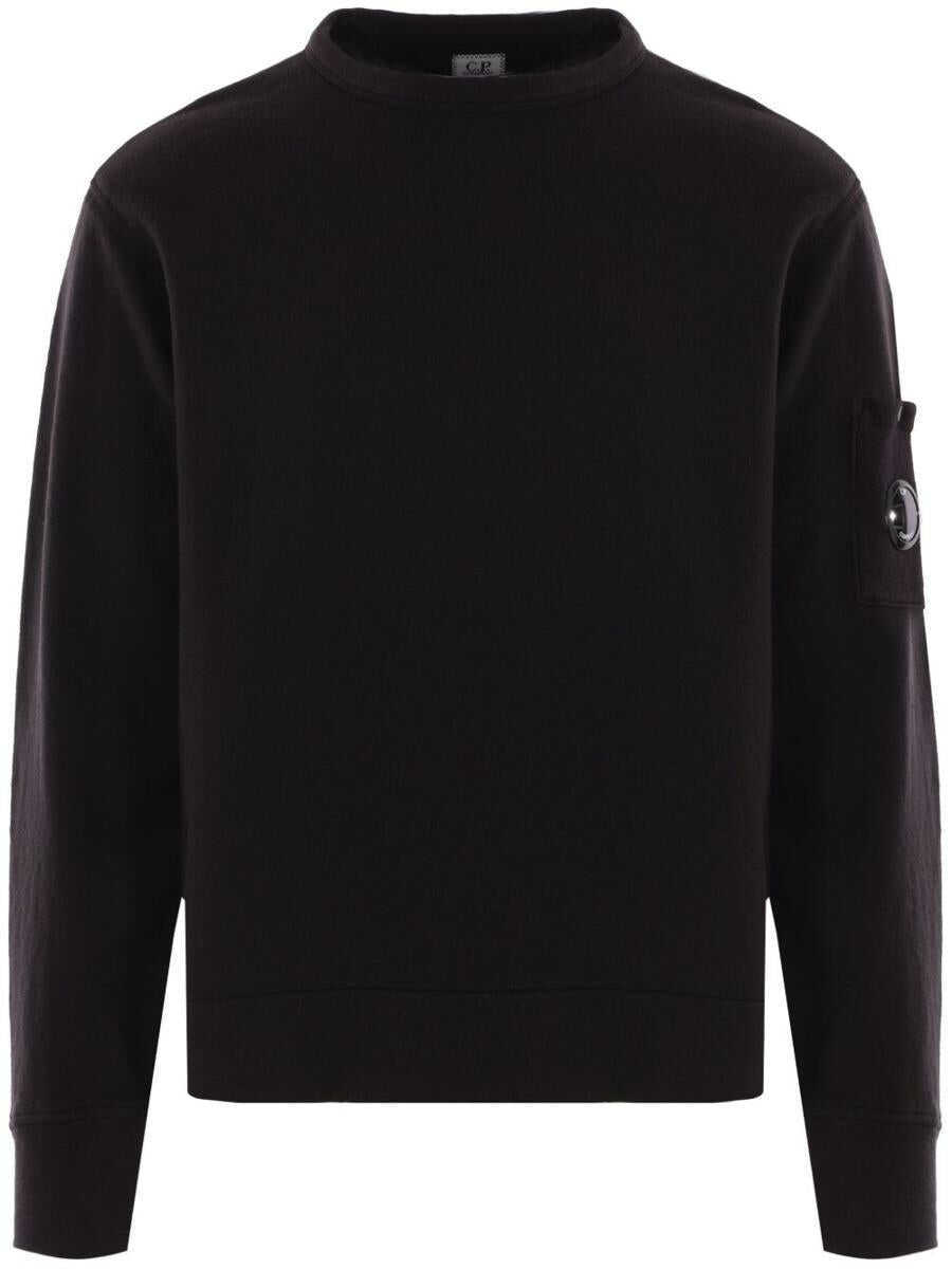 Pulovere C.P. Company C.P. Company Logo Cotton Crewneck Sweatshirt Black Barbati (BM 17334789) 1